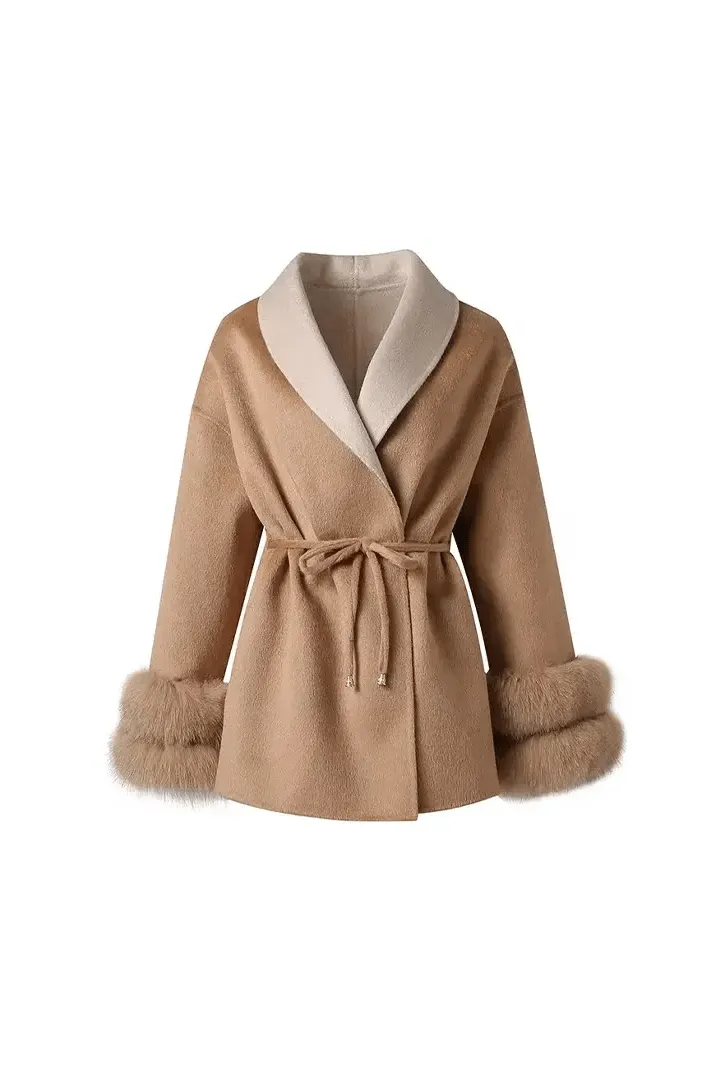 Aurora Wool Coat – Faux Fur Cuffs