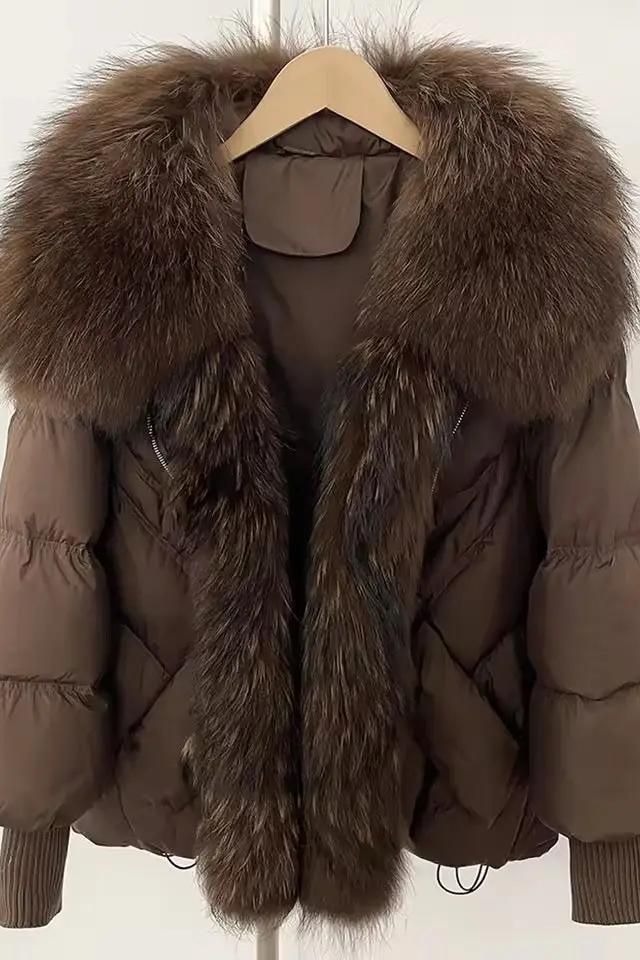 Luxus Jacke mit Kunstpelzkragen