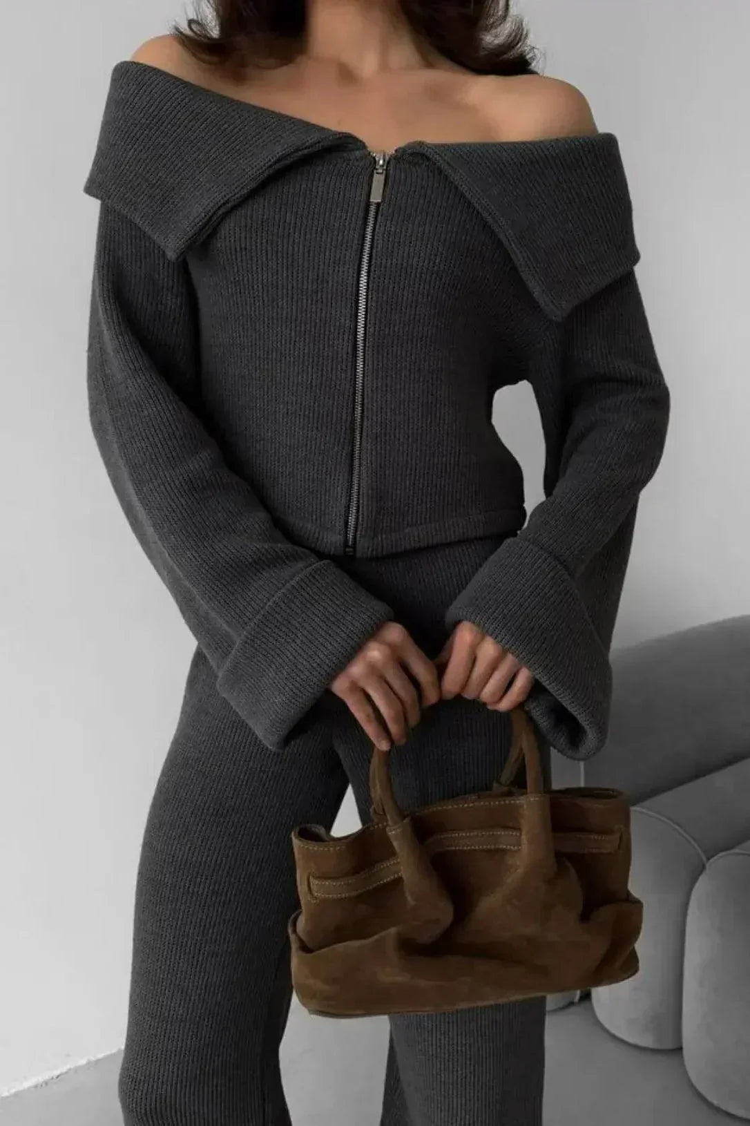 Off-Shoulder Knit Set – Elegante Zweiteiler